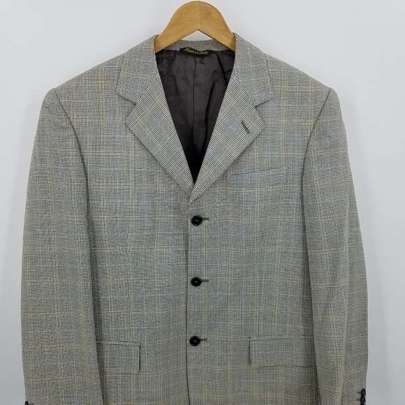 𝅺LOUIS Dell Olio Italy Wool Glen Plaid Blazer 38 - Picture 3 of 8